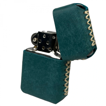 Handmade El Yapımı Hakiki Deri Zippo Modeli Çakmak - AG02001 - Petrol Yeşili