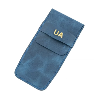 İsme Özel Çok Amaçlı Aksesuar Kılıfı - %100 Rainbow Deri - AK01002 - Saks Mavisi