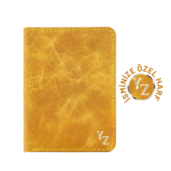 İsme Özel Pasaport Kılıfı - %100 Rainbow Deri - AK02003 - Hardal Sarısı
