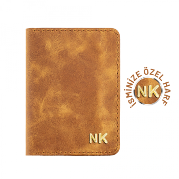 İsme Özel Pasaport Kılıfı - %100 Rainbow Deri - AK02003 - Camel