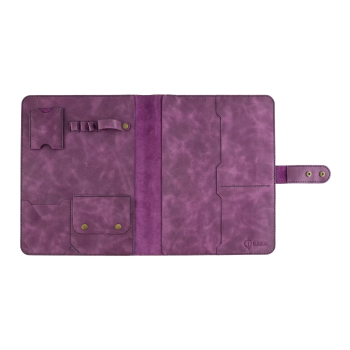 İsme Özel Çıtçıtlı Fonksiyonlu iPad Organizer - %100 Rainbow Deri - ET01002 - Mor