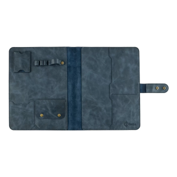 İsme Özel Çıtçıtlı Fonksiyonlu iPad Organizer - %100 Rainbow Deri - ET01002 - Lacivert