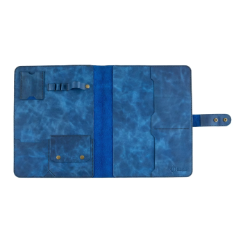 İsme Özel Çıtçıtlı Fonksiyonlu iPad Organizer - %100 Rainbow Deri - ET01002 - Saks Mavisi