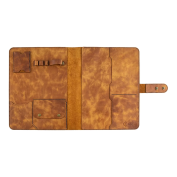 İsme Özel Çıtçıtlı Fonksiyonlu iPad Organizer - %100 Rainbow Deri - ET01002 - Camel
