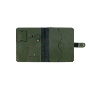 İsme Özel Çıtçıtlı Fonksiyonlu iPad Organizer - %100 Tiesto Deri - ET01003 - Haki