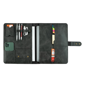 İsme Özel Çıtçıtlı Fonksiyonlu Macbook Organizer - %100 Rainbow Deri - ET02001 - Antrasit