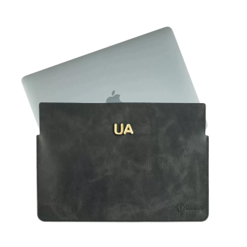 İsme Özel Macbook Kılıfı - %100 Rainbow Deri - ET02002 - Antrasit