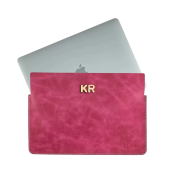 İsme Özel Macbook Kılıfı - %100 Rainbow Deri - ET02002 - Fuşya