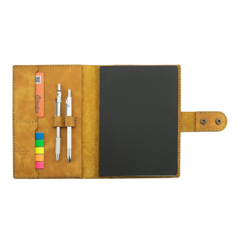 A5 Defter ve Ajanda Kılıfı - %100 Rainbow Deri - KO10001 - Hardal Sarısı