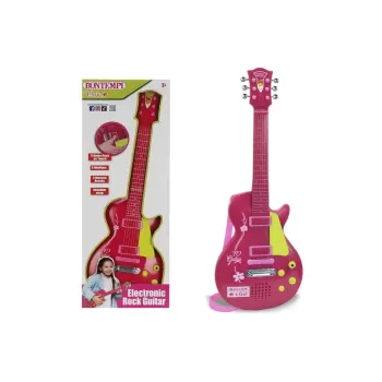 Elektronik Ayaklı Mikrofonlu Pembe Gitar