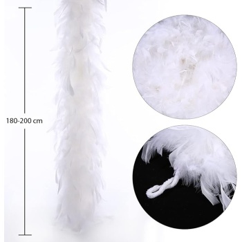 Beyaz Renk Kabarık Kalın Otriş Boa Tüy 6 cm Genişlik 180-200 cm Uzunluk