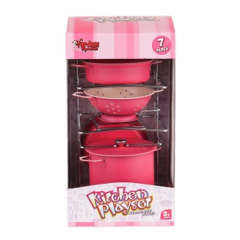 ATF-683G-6 Raflı Pembe Tencere Tava Seti 7 Parça NessiWorld