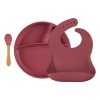 Blw II Silikon Beslenme Seti 3Lü (Tabaklı) Velvet Rose