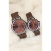 Kahverengi Deri Kordonlu Rose Metal Kasa Sevgili Saatleri