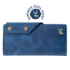 İsme Özel Dikey Çıtçıtlı Uzun Cüzdan - %100 Rainbow Deri - A010006 - Saks Mavisi