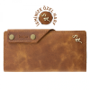 İsme Özel Dikey Çıtçıtlı Uzun Cüzdan - %100 Rainbow Deri - A010006 - Camel