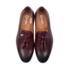 İsme Özel Püsküllü Kösele Erkek Ayakkabı - %100 Hakiki Antik Deri - Gümüş Konseptli - AA01013 - Bordo