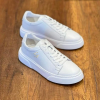 Kalın Ortopedik Tabanlı %100 Deri Sneaker Spor Ayakkabı - Beyaz