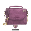 İsme Özel Çıtçıtlı Zincirli Küçük Boy El Omuz Çantası - %100 Deri - AC03001 - Mor