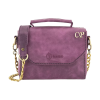 İsme Özel Çıtçıtlı Zincirli Küçük Boy El Omuz Çantası - %100 Deri - AC03001 - Mor