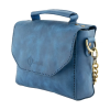 İsme Özel Çıtçıtlı Zincirli Küçük Boy El Omuz Çantası - %100 Deri - AC03001 - Saks Mavisi