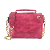 İsme Özel Çıtçıtlı Zincirli Küçük Boy El Omuz Çantası - %100 Deri - AC03001 - Fuşya