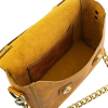 İsme Özel Çıtçıtlı Zincirli Küçük Boy El Omuz Çantası - %100 Deri - AC03001 - Hardal Sarısı