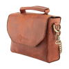 İsme Özel Çıtçıtlı Zincirli Küçük Boy El Omuz Çantası - %100 Deri - AC03001 - Tobacco