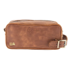 İsme Özel Dopp Kit Kişisel Bakım ve Seyahat Çantası - %100 Rainbow Deri - AC14004 - Kahverengi