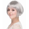 Gri Gümüş Renk Düz Kesim Astarlı Küt Parti Peruğu