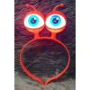 Led Işıklı &amp; Pilli 3 Farklı Modda Yanan Uzaylı Göz Parti Tacı Kırmızı Renk 18x12 cm