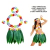 Yetişkin Hawaii Kostüm Seti - Yaprak Etek  ve Aksesuar Seti- 5 Parça