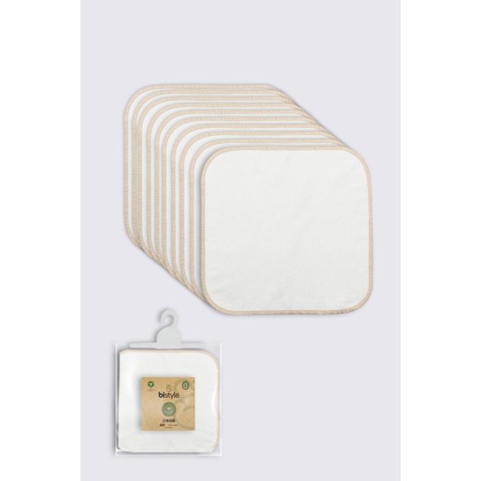 Organik 28x28 10Lu Penye Mendil 90101 Ekru