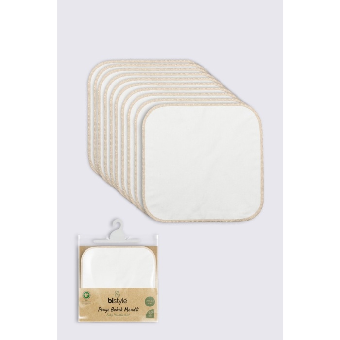 Organik 20x20 10Lu Penye Mendil 90102 Ekru