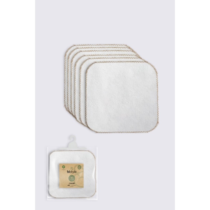 Organik 28x28 6Lı Havlu Mendil 90105 Ekru