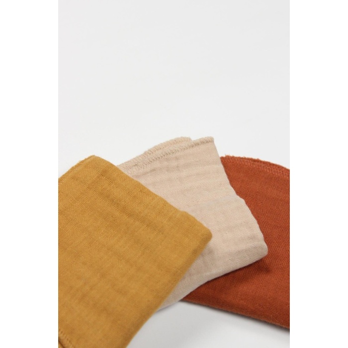 6lı Müslin Mendil 20x20 cm 90106 Kiremit Bej Hardal