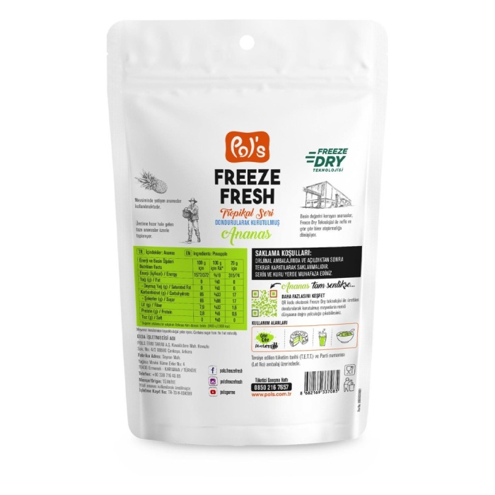 Pol’s Freeze Fresh Tropkal Serisi Ananas 20 Gr