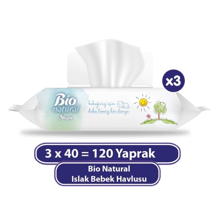 Bio Natural Islak Havlu Mendil 3x40 120 Yaprak