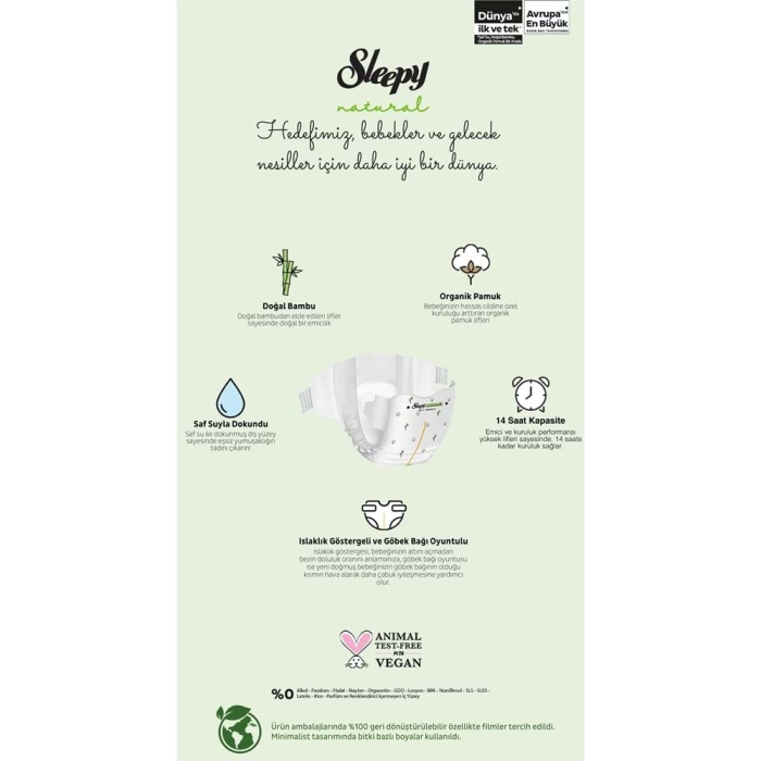 Natural Bebek Bezi Gross Paket 2 Beden 3-6 Kg 100 Adet