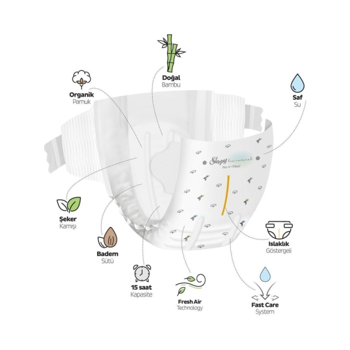 Bio Natural Bebek Bezi Gross Paket 2 Beden 3-6 Kg 100 Adet