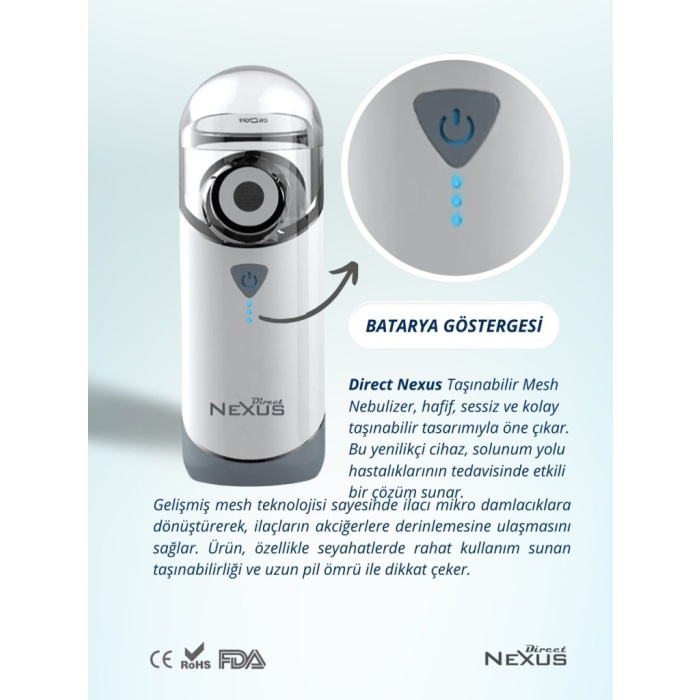 Direct Nexus Taşınabilir Mesh Hava Makinesi Nebulizatör