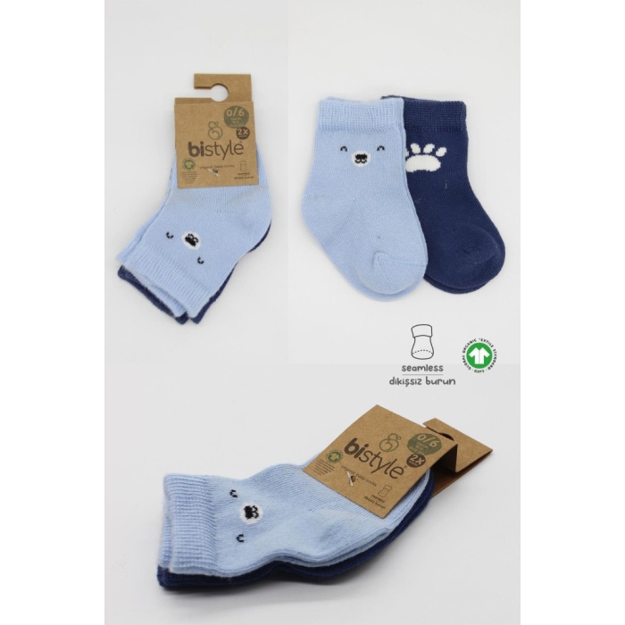 2Li Bear Penye Soket Çorap 10116 Mavi