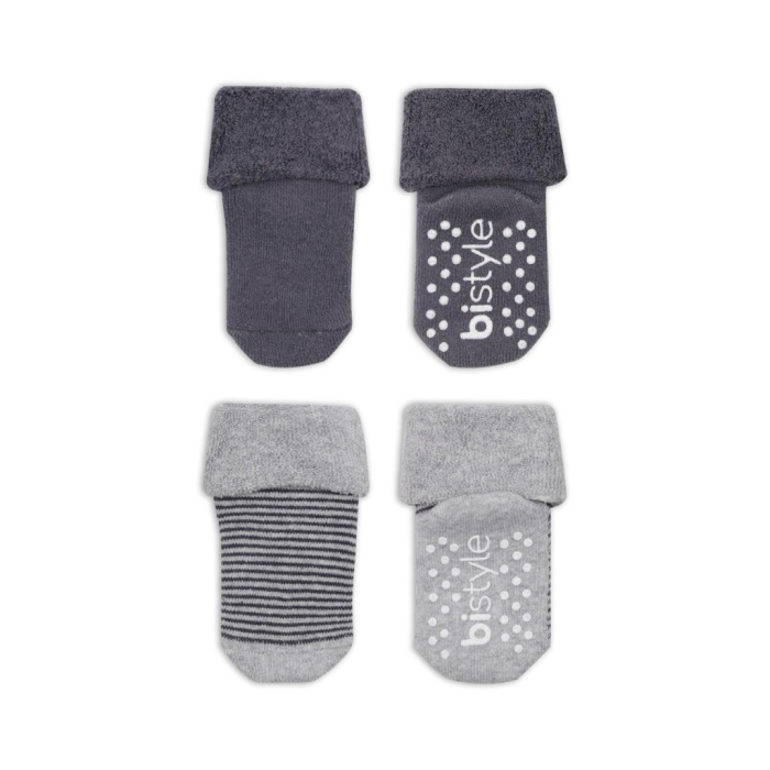 2Li Çemberli Kaymaz Havlu Soket Çorap 10503 Gri-Antrasit