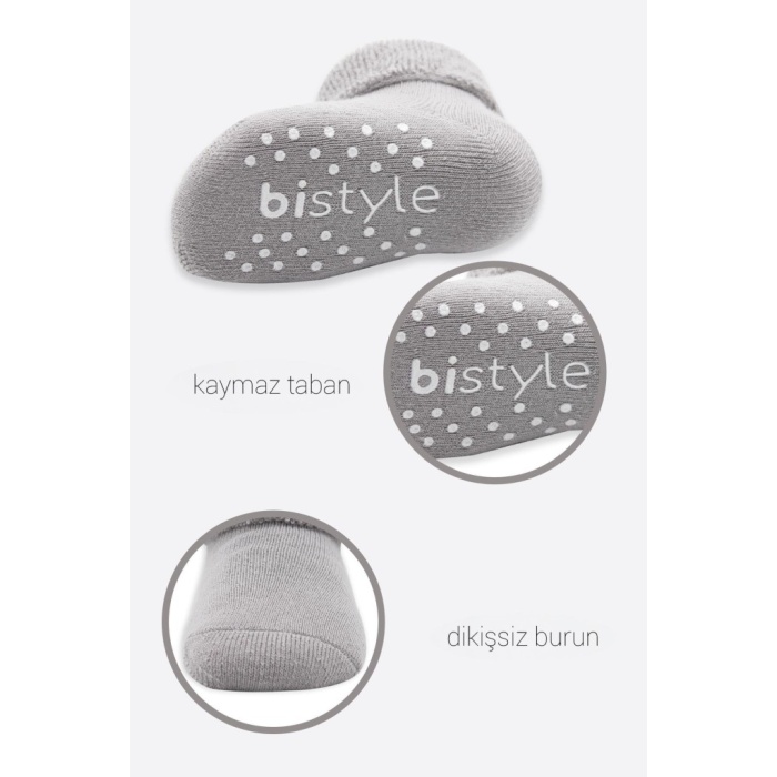 2Li Çemberli Kaymaz Havlu Soket Çorap 10503 İndigo Gri