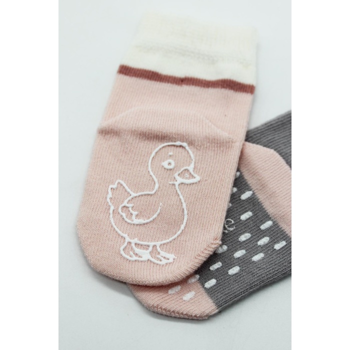 2Li Hayvan Figür Kaymaz Kız Soket Çorap 10120 Gri