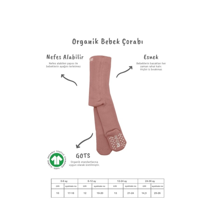 Tekli Kaymaz Mix Havlu Külotlu Çorap 50501 Pudra