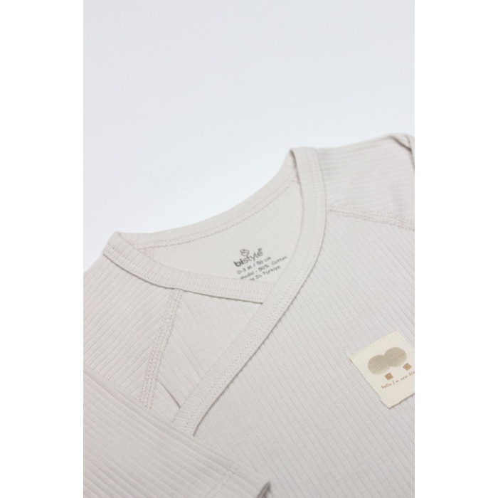 Organic Modal Flying Balloons Kruvaze Uzun Kol Body BS17121 Bej