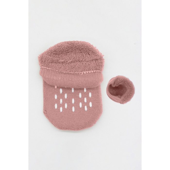 2Li Altı Havlu Sneakers Kaymaz Çorap 20501 Ekru Pudra