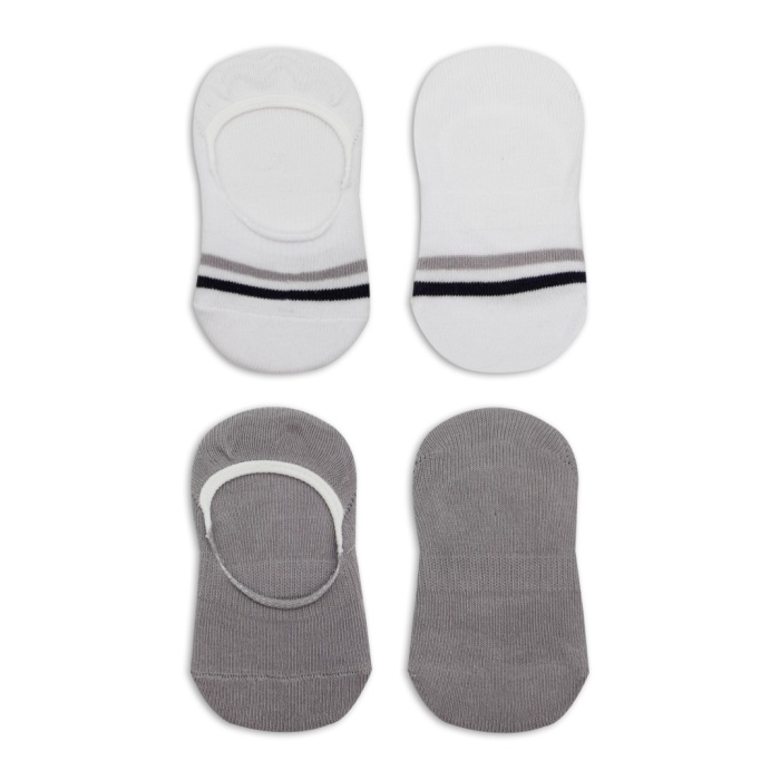 2Li Penye Babet Silikon Çemberli Çorap 30102 Gri Beyaz