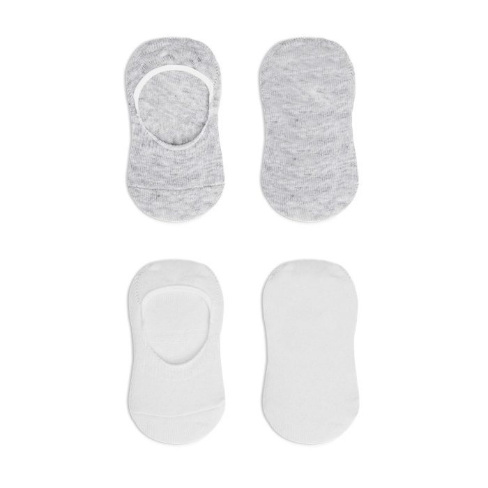 2Li Penye Babet Silikonlu Basic Çorap 30104 Gri Beyaz